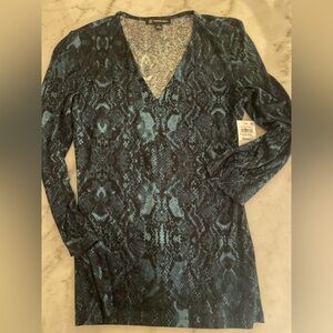 INC 3/4 blue snake Blue black L/S long sleeved tee NEW NWT size small snake